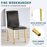 Set of 4 black PU leather backrest chairs with gold metal legs -A perfect pairing, ideal for W3226P279074