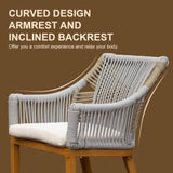 Bar Stools Set of 2, Outdoor Counter Height Bar Chairs with Arm and Backrest, Aluminum Tall Bar W1859P197308