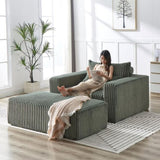 75-Inch Corduroy Sponge Sofa Lounge Chair with Removable footrest,No Assembly Required,Fluffy Modern W834P206095