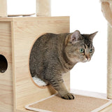 ZUN Modern Luxury Cat Tree Wooden Multi-Level Cat Tower Cat Sky Castle With 2 Cozy Condos, Cozy Perch, 30428958