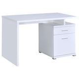 White 2-Drawer Reversible Office Desk B062P153861