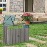Garbage Bin Shed Stores 2 Trash Cans Metal Outdoor Bin Shed for Garbage Storage,Stainless Galvanized W540133888