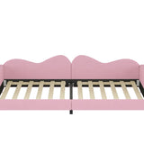 Twin size Upholstered Daybed, Sherpa Fabric Sofabed with Cloud-Shaped Backrest, No Box-spring N733P234602H