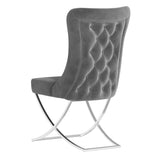 PrimeNest Noblesse Collection Upholstered Silver Legged Dining Chair, Set of 2, Grey B030P286149