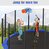 ZUN 16FT Trampoline for Kids with Safety Enclosure Net, Basketball Hoop and Ladder, Easy Assembly Round 01430998