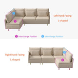 90.9"Modular L-shaped corner sofa, movable chaise facing left/right, 89386592