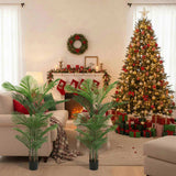 2 PCS Set 5.2ft Artificial Trees Faux Tropical Potted Plants Areca Palm Tree for Christmas Indoor 98380593