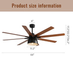 ZUN 66 Inch Ceiling Fan With 6 Speed Wind 8 Dual Colors Blades Remote Control Reversible DC Motor With W882P197255