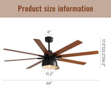 ZUN 66 Inch Ceiling Fan With 6 Speed Wind 8 Dual Colors Blades Remote Control Reversible DC Motor With W934P211103