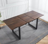 walnut color,Square Extendable Dining Table with metal leg,Modern Space Saving Kitchen Table for W234P282511