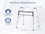 Silver Foldable Walker, 2-Button Folding Mechanism & 7-Level Adjustable Height , 350LBS 04789296