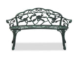 Outdoor Cast Aluminum Patio Bench, Porch Bench Chair with Curved Legs Rose Pattern, Antique 50068980