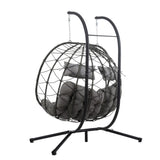 2 Persons Egg Chair with Stand Indoor Outdoor Swing Chair Patio Wicker Hanging Egg Chair Hanging W1703P163952