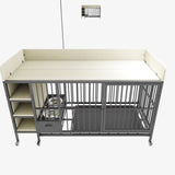 Large pet cage with storage rack, drawers with stainless steel food and water basin, made of iron W3064P245384