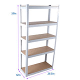 5 Tier Laminated White Metal Shelving Unit Adjustable Garage Storage Utility Rack Heavy Duty Shelves 02251443