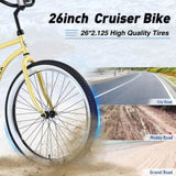 Single Speed Bicycles 26"Inch,Steel Frame, Wide Wheels for Stability, Rear Coaster Brakes,Multiple W1019P163418
