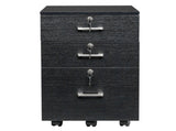 FCH Black Wood Grain Density Board Three Drawers Wooden Filing Cabinet 38131424