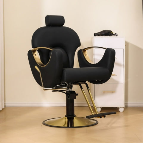 ZUN 360&deg; Swivel Reclining Salon Barber Chair with Heavy Duty Hydraulic Pump for Hair Stylists Home W676P187967