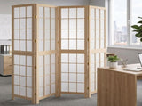 5.41ft 4-Panel Room Divider Painted Natural Wood Finish, Split-Section 97793982
