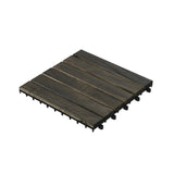 30 PCS Interlocking Deck Tiles Striped Pattern, 12" x 12" Dark Brown Square Acacia Hardwood Outdoor 53194396
