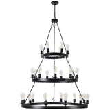 ZUN (Same as W1340119961/L1017) 27 Light Metal Ring Chandelier Black (No Bulbs) W1340P206660