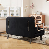 39 Convertible Chair Bed, Tri-Fold Sofa Bed with Adjustable Backrest & Pillow, Leisure Chaise W1767P192815