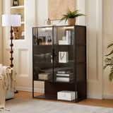 51.2'' Tall Lighted Display Cabinet with Tempered Glass Door, Metal Frame LED Curio Cabinet, Modern N845P261777D