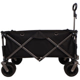 ZUN Folding Wagon, Heavy Duty Utility Beach Wagon Cart for Sand with Big Wheels, Adjustable Handle&Drink W321P163962