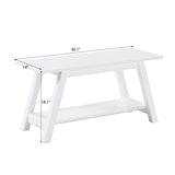 Elyz Solid Wood Bench with Shelf, 36.10-Inch Long, White T2574P164602