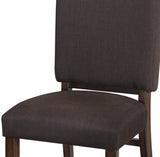 ZUN Chocolate Brown Color Fabric Upholstered Side Chairs 2pc Set Walnut Finish Wooden Frame Dining B01156175