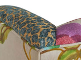 Anya Boho Chic Wingback Accent Arm Chair, Floral & Leopard, Blue-Teal & Purple Velvet B2719P238251