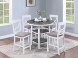 Counter Height Dining Table w Storage Shelve 4x Chairs Padded Seat Unique Design Back 5pc Dining Set B011P145833