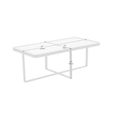 ZUN Minimalism rectangle coffee table,Black metal frame with sintered stone tabletop 05384059