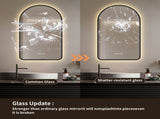 28"x48"Arched LED Mirror for Bathroom,Time and temperature display, Backlight, Anti-Fog, Dimmable, W2709P242512
