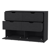 ZUN Basilea 4 Drawers Double Dresser with 2 pull down Cabinets Black B200P239598