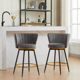 Countereight Bar Stools Set of 2, 360&deg Swivel Upholstered Barstools with Backs and Metal Legs, 26" W2725P237551
