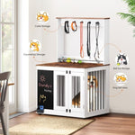 ZUN Dog crate,Graffiti dog kennel with double doors, crate interior furniture, heavy wooden dog W1687P179807