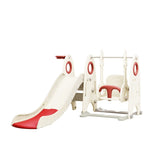 ZUN 4 in 1 Toddler Slide and Swing Set, Kids Playground Climber Slide Playset with Basketball PP313705AAJ