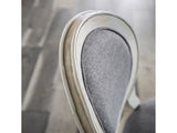 Set of 2 Padded Gray Fabric Dining Chairs in Antique White Finish B016P156827
