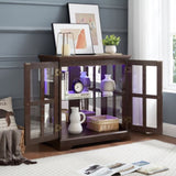 LED Curio Display Cabinet,Antique Display Cabinet with Adjustable Shelves,Retro Design Quality W2275P231694