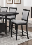 ZUN Charcoal Gray Finish Counter Height Chairs Set of 2, Upholstered Seat and Back Casual Style Dining B011P199755