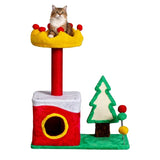 29.5in Christmas Themed Plush Cat Tree, Multi-level Cat Tower with Cat Condo, Top Crown Perch, Sisal 29552567