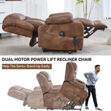 Dual Motor Infinite Position Up to 350 LBS Leatherair Power Lift Recliner Chair, Heavy Duty Motion W3224P290208
