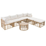 ZUN 7 Pieces Outdoor Patio Furniture, All-Weather Rattan Sectional Sofa Set with Thick Cushions and 82226098