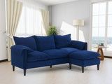Convertible Combination Sofa Sofa L-Shaped Sofa with Footstools with Storage, Blue Sofa for Living W2012P252427