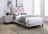 Full Size Bed w Adjustable Headboard 1pc Bedframe, Light Pink Velvet Upholstered Youth Bedroom B011P190165