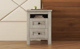 2-Drawer Farmhouse Wooden Nightstand Well-proportioned Design and Sleek Lines, Wood Side Table WF317945AAG