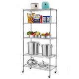 5-Tier NSF-Certified Steel Wire Shelving with Wheels Chrome 74365237