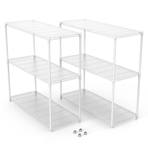 ZUN 2 Pack 3 Tier Shelf Wire Shelving Unit, 2P-3TWL1848-W-LKJ W1550127379