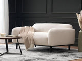 Boucl Fabric Loveseat Sofa - 50 Inch White Upholstered 2-Seater with Black Legs, Comfortable & N762P407898W